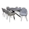 Grey Wood Dining Table - 8 Velvet Chairs