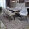 Grey Wood Dining Table - 8 Velvet Chairs