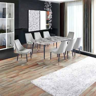 Marble dining table with 8 chairs