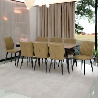 طاولة طعام خشب 8 كرسي بنى