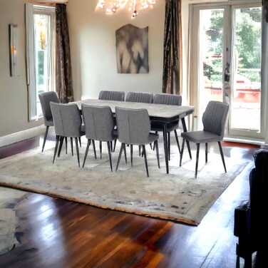 طاولة طعام خشب 8 كرسي رمادى