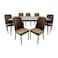 Wooden dining table with 8 brown chairs