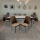 Wooden dining table with 8 brown chairs