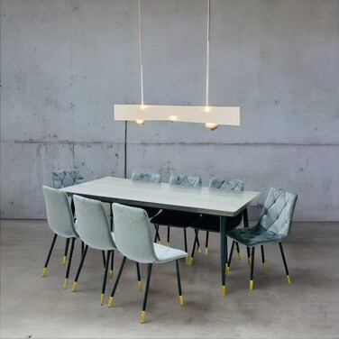 طاولة طعام خشب 8 كرسي رمادي