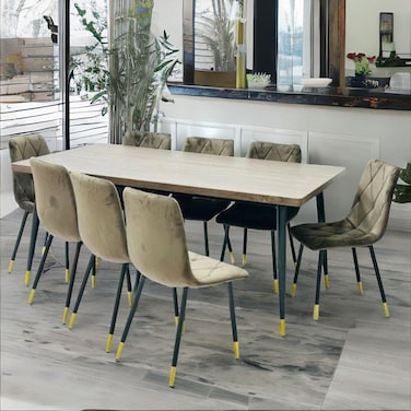 طاولة طعام خشب 8 كرسي بني