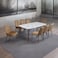 Marble dining table with 8 chairs brown