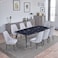 Marble dining table with 8 chairs, light gray - black