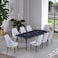 Marble dining table with 8 chairs, light gray - black