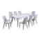 Marble dining table with 8 chairs, light gray