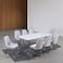 Marble dining table with 8 chairs, light gray