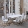 Marble dining table with 8 chairs, light gray