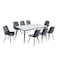 Gray marble dining table with 8 chairs