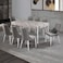 Wooden dining table with 8 chairs, gray