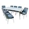 Gray marble dining table with 8 chairs