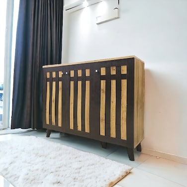 Multi-purpose shoe rack with 3 doors - wooden