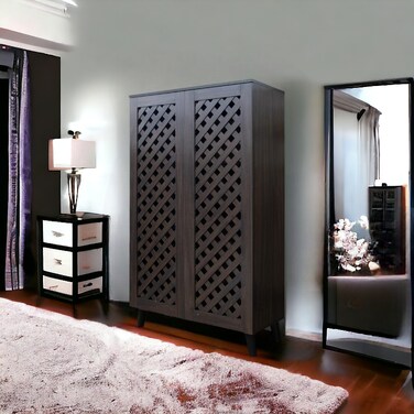 Multi-purpose shoe rack with 2 doors