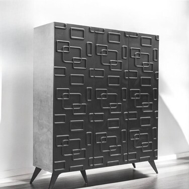 دولاب أحذية  3 باب متعدد الأغراض  - 125x36x114  سم