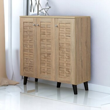3-door shoe cabinet, 91X34X90 cm - wooden