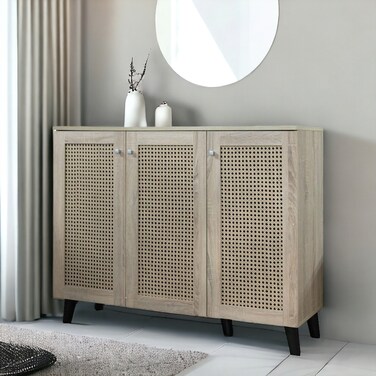 Multi-purpose shoe rack with 3 doors - wooden