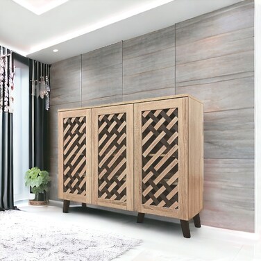 Multi-purpose shoe rack with 3 doors - wooden