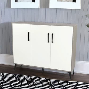 دولاب أحذية متعدد الأغراض 3 باب ابيض +فضى  120×32×99سم