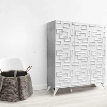 دولاب أحذية  3 باب متعدد الأغراض  - 125x36x114 سم