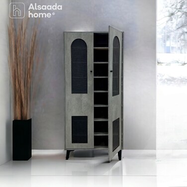 دولاب أحذية متعدد الأغراض - 2 باب - رمادي - 173X80X30 سم