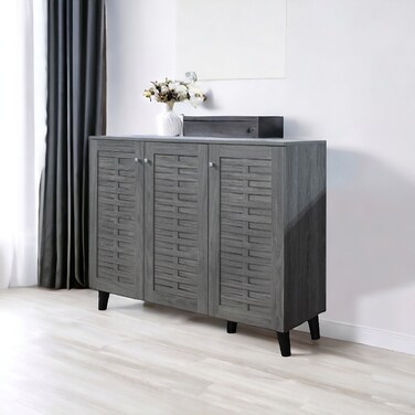 دولاب أحذية متعدد الأغراض 3 باب - 91X34X120 سم - رمادي