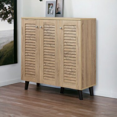 دولاب أحذية متعدد الأغراض 3 باب بيج  91×34×90سم