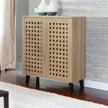 Multi-purpose shoe cabinet, 2 doors, beige, 91 x 34 x 80 cm