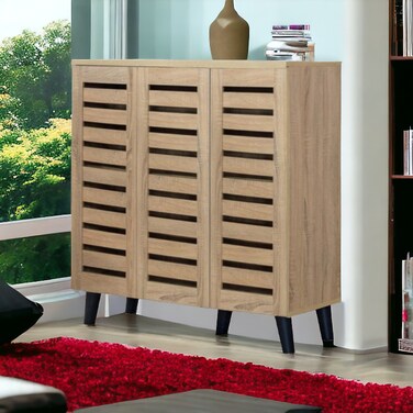 دولاب أحذية متعدد الأغراض 3 باب بيج  91×34×90سم