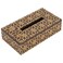 Wooden Tissue Box with Golden Pattern - Brown
