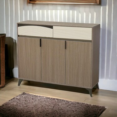 Multi-purpose shoe rack, 3 doors, brown, 120 x 35 x 100 cm