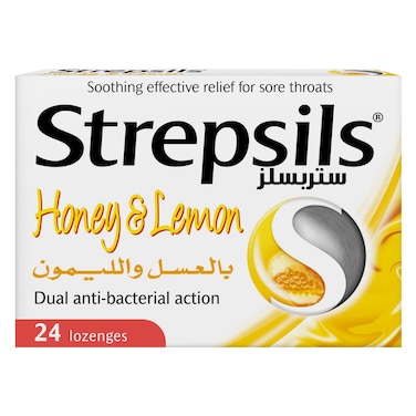 Strepsils Honey &amp; Lemon, Soothing Effective Relief for Sore Throats, 24 Lozenges