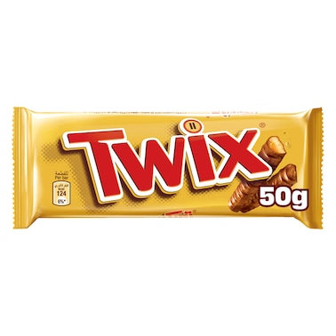 Twix Original Chocolate Bar, 2 Bars, 50g