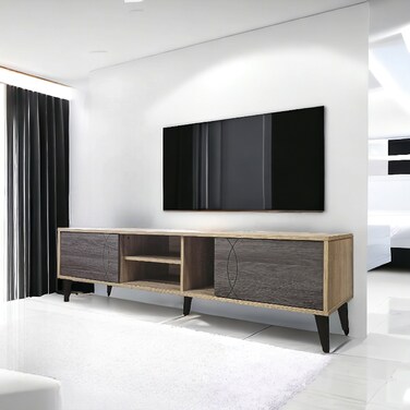 وحدة تلفزيون خشبي- رمادي 160×40×44.5سم