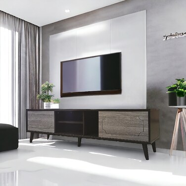Brown-gray TV unit, 160 x 40 x 44.5 cm