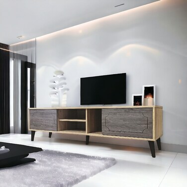 Wooden TV unit - gray, 160 x 40 x 44.5 cm