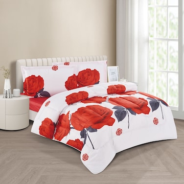 STARGOLD Microfiber Solid 4 Pieces Comforter Set Fitted Sheet, Pillowsham, Comforter 170X230 CM King Size Mattress SG-CP2016