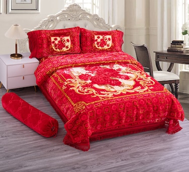 طقم بطانية فاخرة منقوشة من ستارجولد، مكون من 5 قطع، مقاس كينج، ناعم للغاية، مزدوج الطبقات