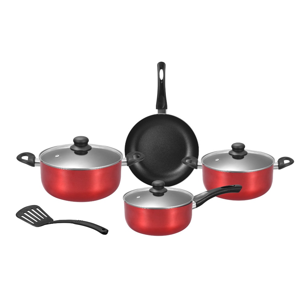 STARGOLD 8 PCS Non-Stick Cookware Set Lid Non-Stick ‎Aluminum Cookware Set With Crack Coating Cooking Set