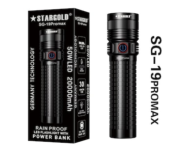 STARGOLD Rechargeable LED Flashlight German Technology 50W LED Light 20000mAh Lithium Battery