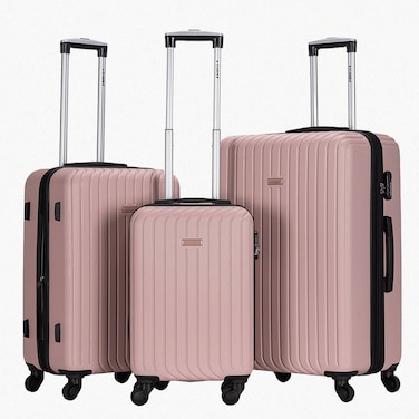 STARGOLD Luggage 3 Pcs Hardside Luggage Set Spinner 4 Wheels Number Lock Luggage Trolley 20/24/28 Inches
