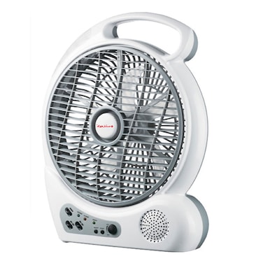 STARGOLD 10 Inch Rechargeable Oscillating Fan 4Pcs LED Light With Radio 20W