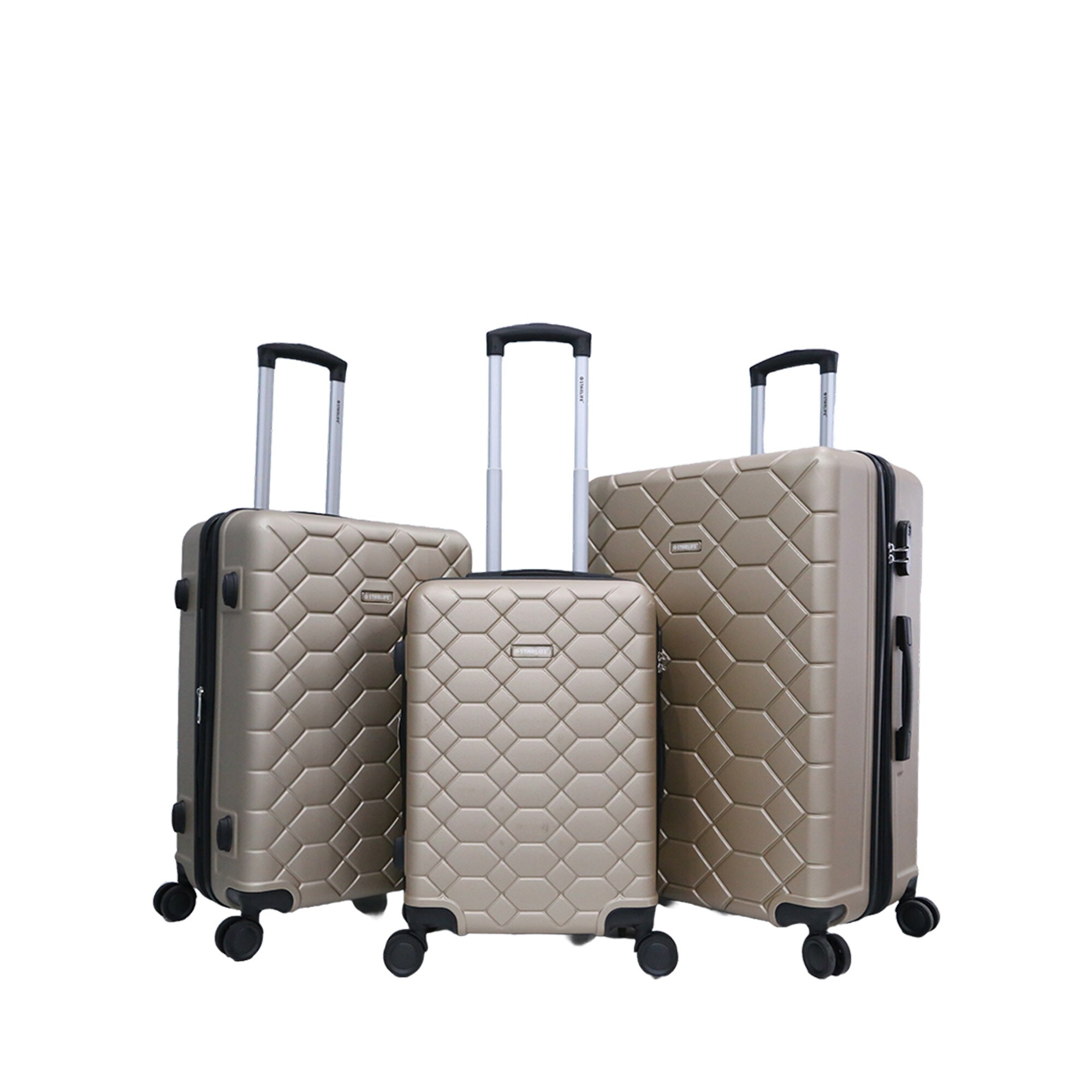 STARLIFE Luggage 3 Pcs Hardside Luggage Set Spinner 4 Wheels Number Lock Luggage Trolley 20/24/28 Inches