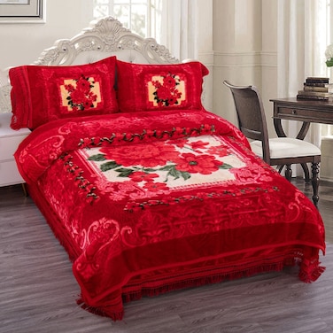 مجموعة بطانيات كينغ سايز 4 قطع من ستارغولد كوريا، بطانية مزدوجة الطبقات فائقة النعومة وعالية الجودة