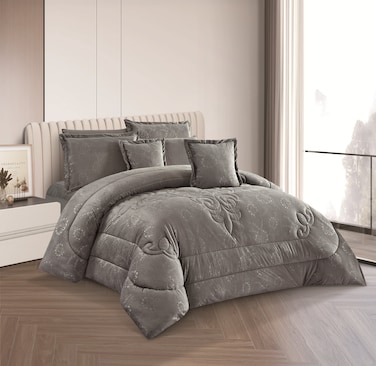 طقم لحاف من ستارجولد، مكون من 8 قطع، مقاس كينج، مصنوع من قماش ناعم لغرفة النوم، يتضمن لحافًا وملاءة سرير ووسادة وغطاء وسادة ووسادة