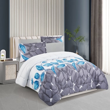 STARGOLD Microfiber Solid 6 Pieces Comforter Set Fitted Sheet, Pillow Sham, Pillow Case Comforter 240X220 CM King Size Mattress