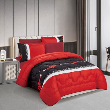 STARGOLD Microfiber Solid 6 Pieces Comforter Set Fitted Sheet, Pillow Sham, Pillow Case Comforter 240X220 CM King Size Mattress