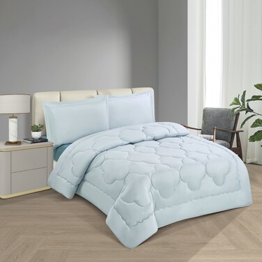 STARGOLD Microfiber Solid Comforter 4 Pieces Set Fitted Sheet, Pillow Sham Comforter 170X230 CM King Size Mattress